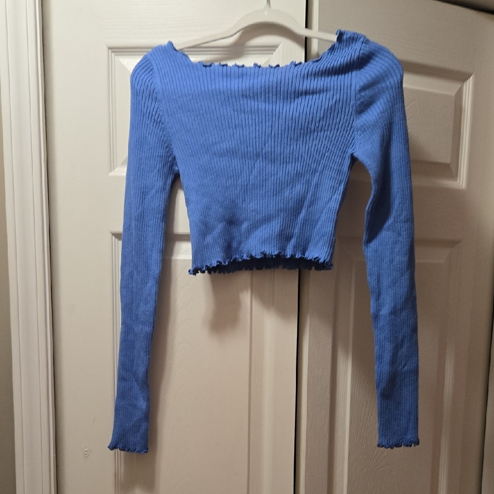 American Eagle Outfitters Blue Ribbed Top